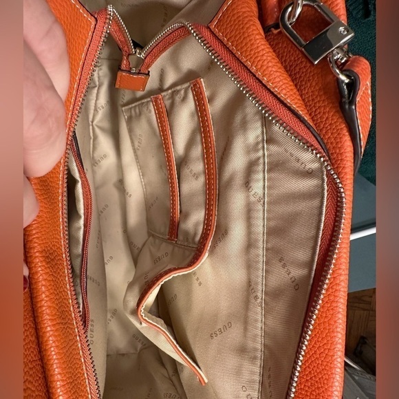 Guess Orange Satchel Top Handle Purse - Picture 7 of 16